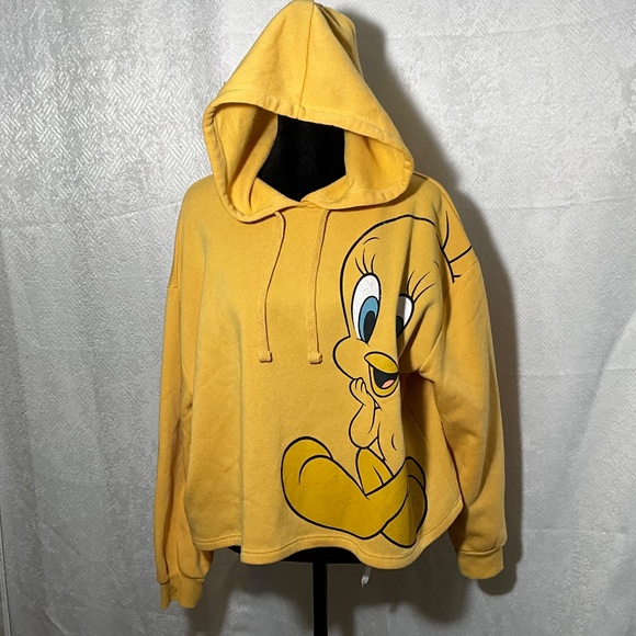Vintage Looney Tunes Tweety Bird Yellow Hoodie Graphic Pullover Sweatshirt Small - Picture 3 of 13